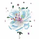 Cross, azalea flower, light, shooting star  tattoo design idea