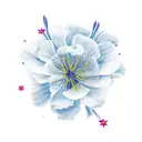 Cross, azalea flower, light, shooting star  tattoo design idea