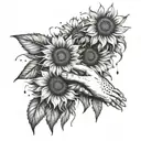 A surrealistic design featuring sunflowers morphing into hands reaching out to help others, embodying the client's passion for assisting overdose survivors tattoo design idea