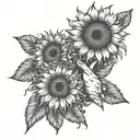 A surrealistic design featuring sunflowers morphing into hands reaching out to help others, embodying the client's passion for assisting overdose survivors tattoo design idea
