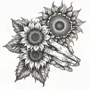 A surrealistic design featuring sunflowers morphing into hands reaching out to help others, embodying the client's passion for assisting overdose survivors tattoo design idea