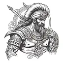old turkish warrior and power tattoo design idea