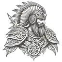 old turkish warrior and power tattoo design idea