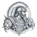 old turkish warrior and power tattoo design idea