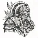 old turkish warrior and power tattoo design idea