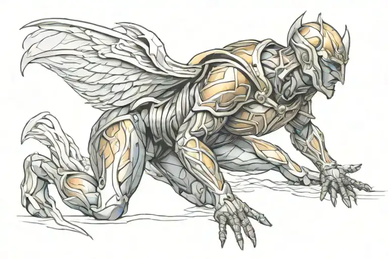 paladin kneeling tattoo design idea