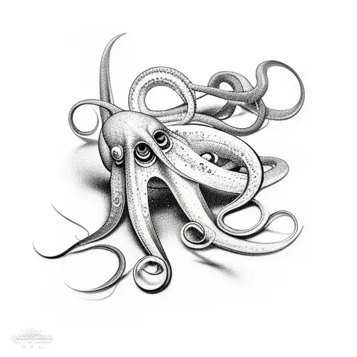Squid, crosshatching, 1920's style tattoo design idea