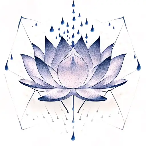 Lotus Flower, rain, stars tattoo design idea