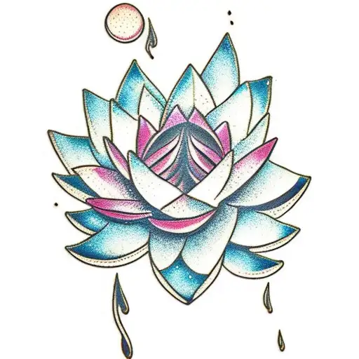 Lotus Flower, rain, stars tattoo design idea