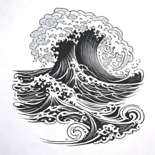 "It is not solitude and selection" will be written in the sea wave tattoo design idea