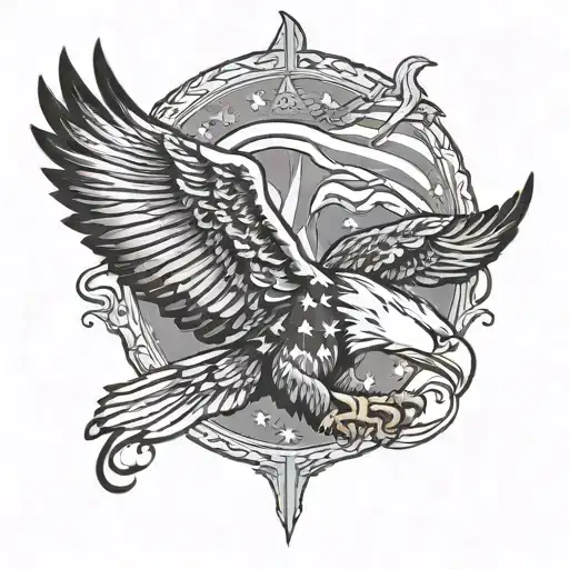 american flag eagle soaring tattoo design idea