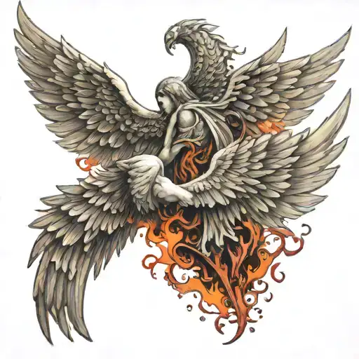 demon wing and angel wing attached tattoo design idea