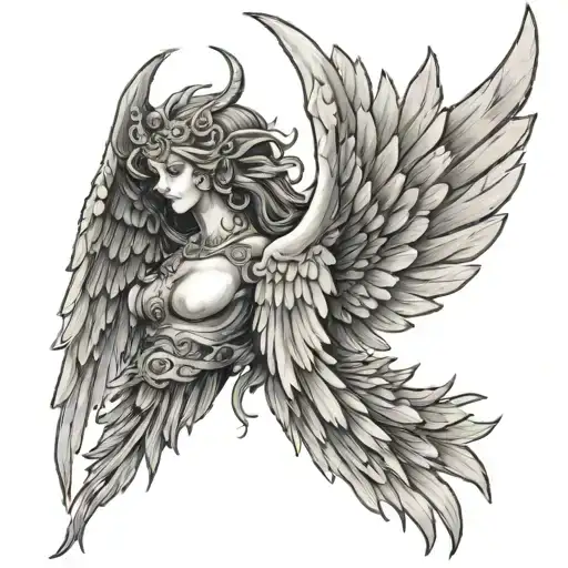 demon and angel wing attached tattoo design idea