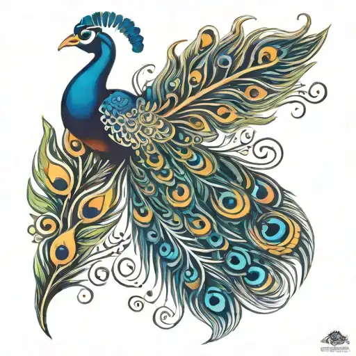 Saravanan peacock tail feathers tattoo design idea
