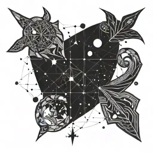 Pisces and Capricorn constellation only (combined together) tattoo design idea