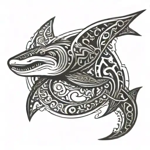 tribal hammerhead shark tattoo design idea