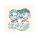 dad and son walking on sun tattoo design idea