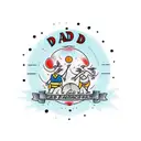 dad and son walking on sun tattoo design idea