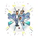 dad and son walking on sun tattoo design idea