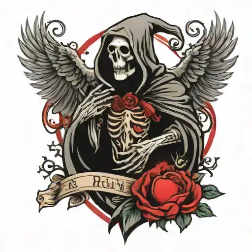 Grim Reaper Sacred Heart raven tattoo design idea