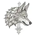 wolf head cross tattoo tattoo design idea