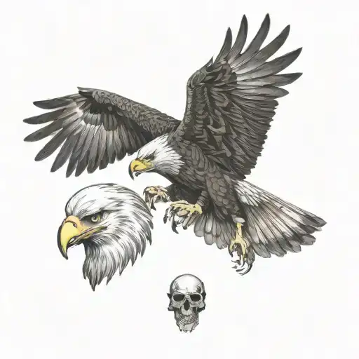 eagle and wolf with skull tattoo design idea