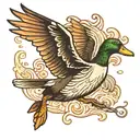 duck flying tattoo design idea
