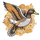 duck flying tattoo design idea