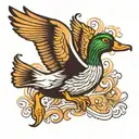 duck flying tattoo design idea
