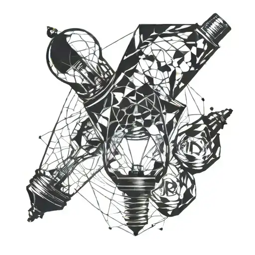 broken light bulb and space tattoo design idea
