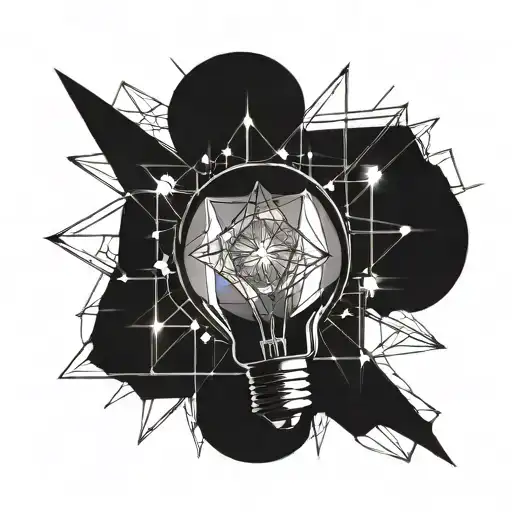 broken light bulb and star tattoo design idea