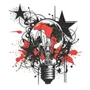 broken light bulb and star tattoo design idea