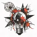 broken light bulb and star tattoo design idea
