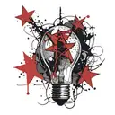 broken light bulb and star tattoo design idea