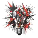 broken light bulb and star tattoo design idea