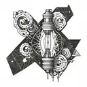 broken light bulb and space tattoo design idea