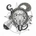 broken light bulb and space tattoo design idea