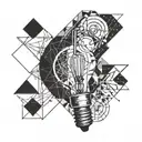 broken light bulb and space tattoo design idea