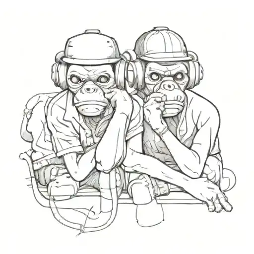 grafitti, spray cans, see no evil hear no evil speak no evil tattoo design idea