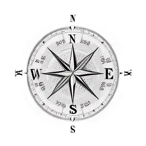Old compass polka style tattoo design idea