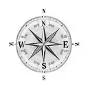 Old compass polka style tattoo design idea