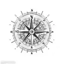 Old compass polka style tattoo design idea