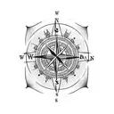 Old compass polka style tattoo design idea