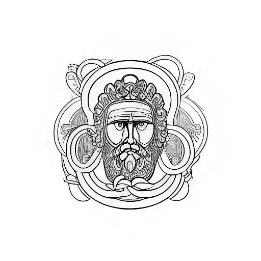 design a simple chest tatoo with stoicism at the core. Draw inspiration from Seneca and Aurelius  tattoo design idea