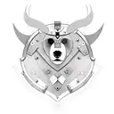 a bear wearing armor with a viking shield tattoo design idea