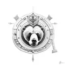 a bear wearing armor with a viking shield tattoo design idea