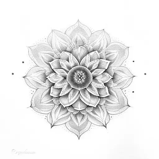 dahlia flower with a mandala combined tattoo design idea