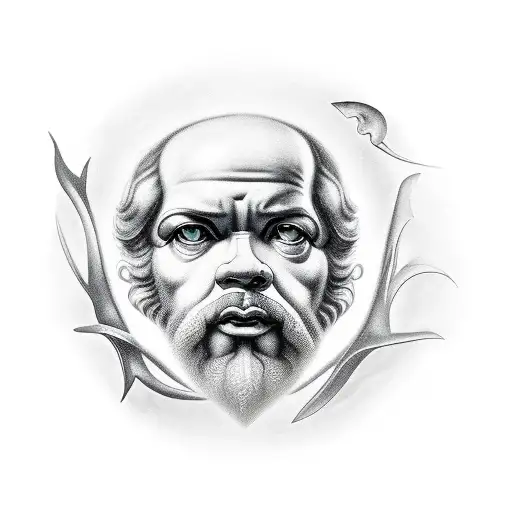 Socrates engaged in deep thought tattoo design idea