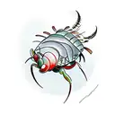 horseshoe crab in good and red symbolising strength and patience  tattoo design idea