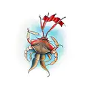 horseshoe crab in good and red symbolising strength and patience  tattoo design idea